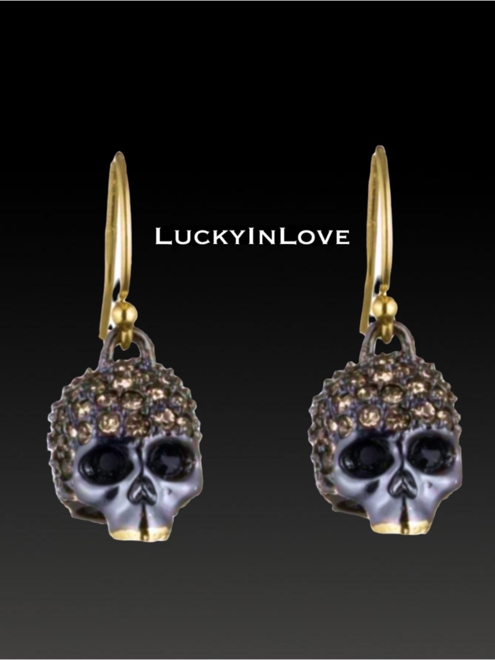 ALEXIS BITTAR • NEW Crystal Encrusted Skull Drop Earrings